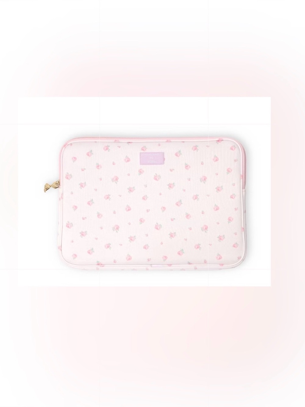LoveShackFancy Floral 15in Laptop Sleeve Blooming Heirloom Ditsy Gold Bow Charm